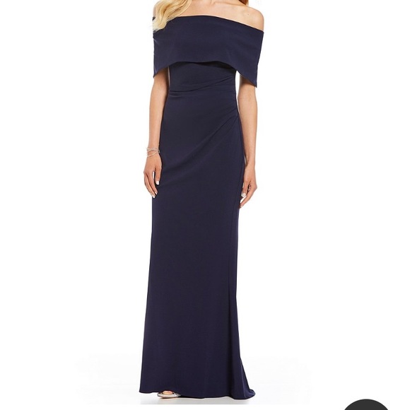 vince camuto black off the shoulder dress